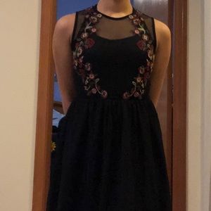 Black dress with rose design